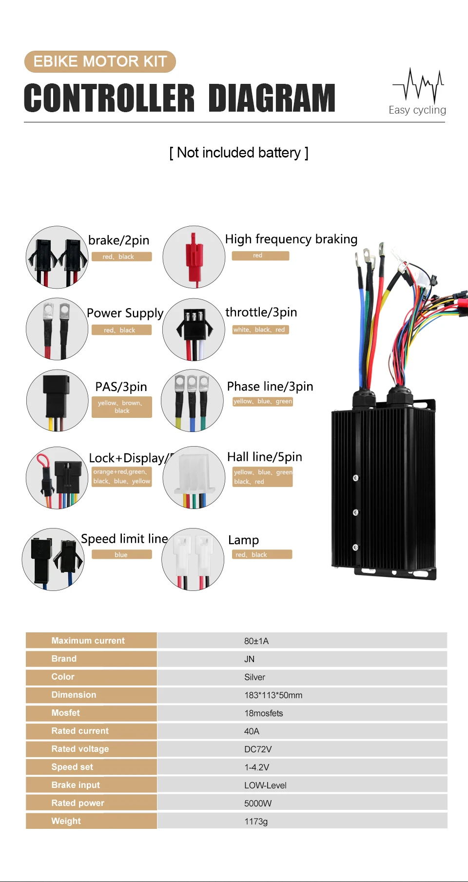 72V5000W 20/24/26x4.0" Electric Fat Bike Conversion Kit Dropout 170mm Brushless Non-gear Rear Hub Motor Wheel For eBike kit - Image 16