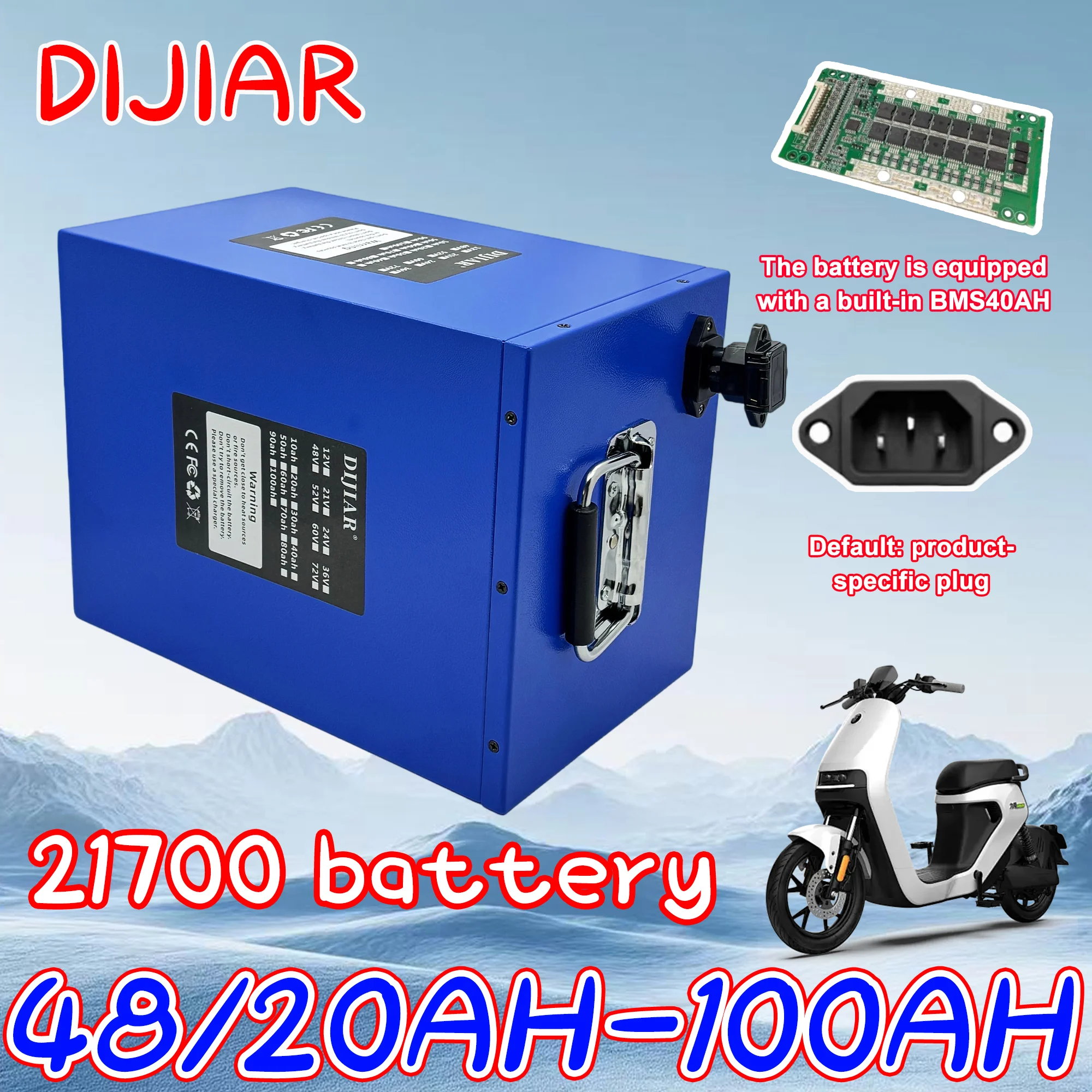 21700 lithium-ion battery, new 48V20AH-100AH, built-in BMS35AH, fast air transportation, application 500W-3000W