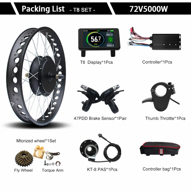 72V5000W 20/24/26x4.0" Electric Fat Bike Conversion Kit Dropout 170mm Brushless Non-gear Rear Hub Motor Wheel For eBike kit - Image 8