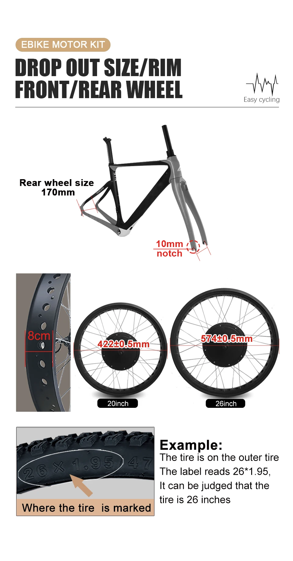 72V5000W 20/24/26x4.0" Electric Fat Bike Conversion Kit Dropout 170mm Brushless Non-gear Rear Hub Motor Wheel For eBike kit - Image 20