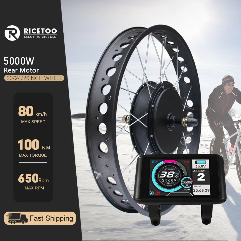 72V 5000W fat bike rear hub motor conversion kit