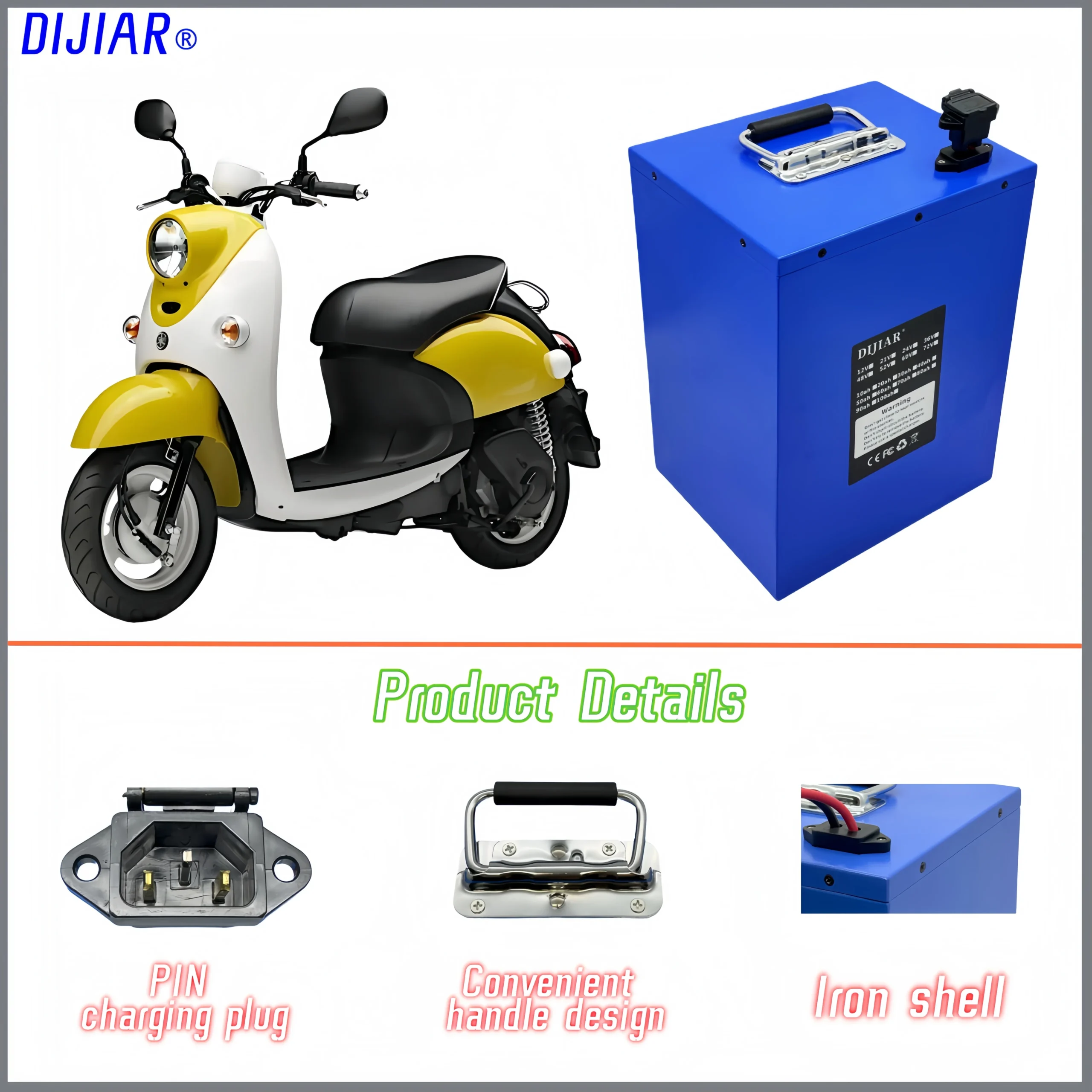 21700 lithium-ion battery, new 48V20AH-100AH, built-in BMS35AH, fast air transportation, application 500W-3000W - Image 3