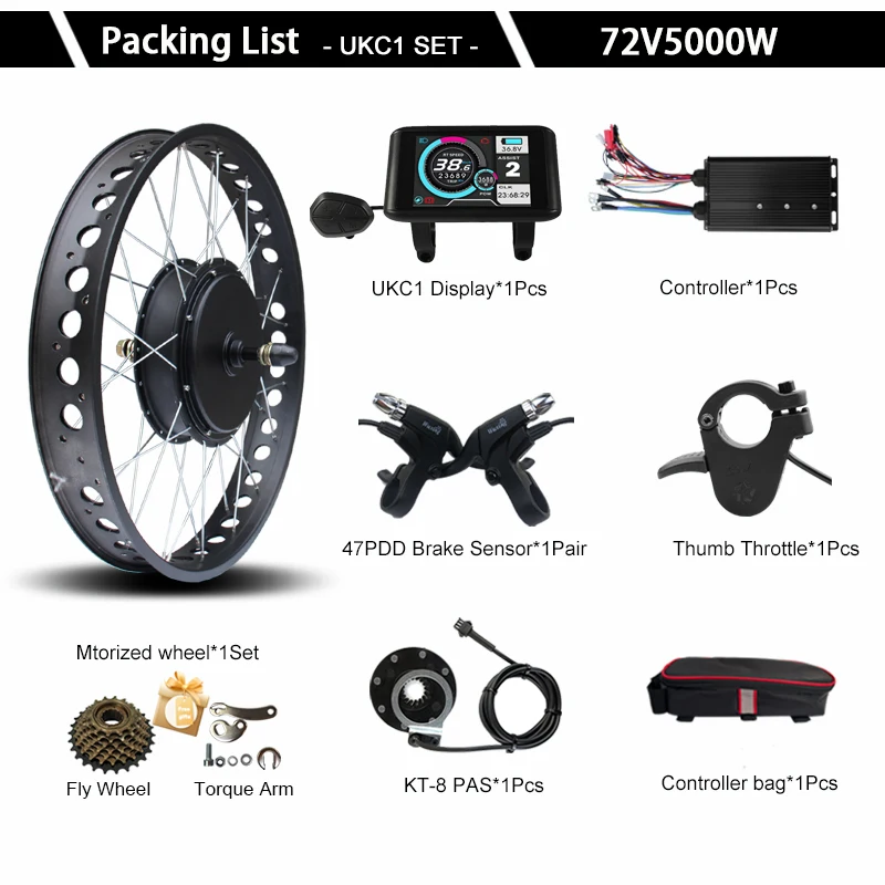 72V5000W 20/24/26x4.0" Electric Fat Bike Conversion Kit Dropout 170mm Brushless Non-gear Rear Hub Motor Wheel For eBike kit - Image 9