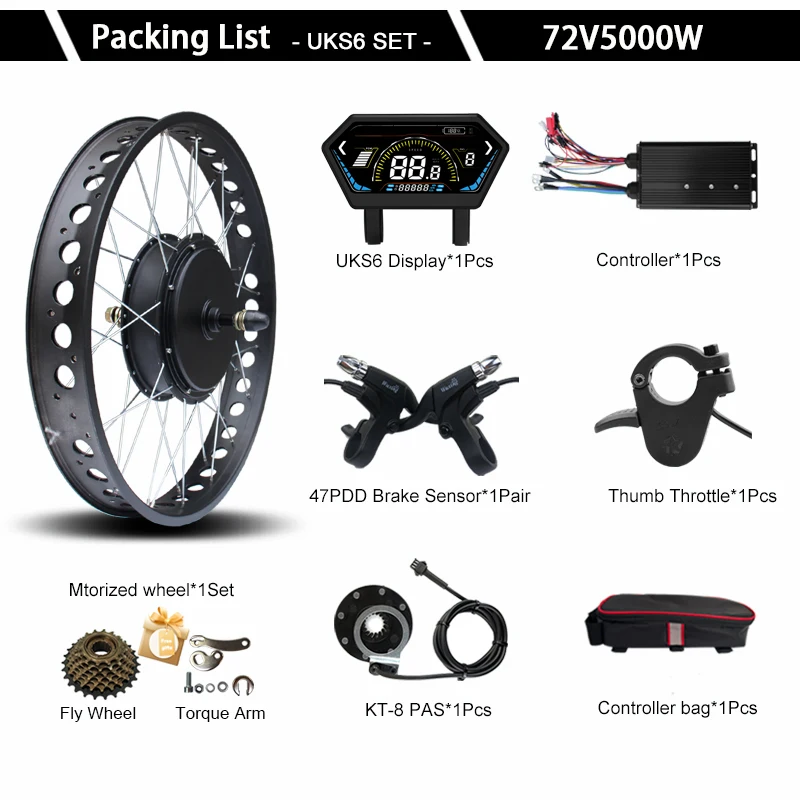 72V5000W 20/24/26x4.0" Electric Fat Bike Conversion Kit Dropout 170mm Brushless Non-gear Rear Hub Motor Wheel For eBike kit - Image 11