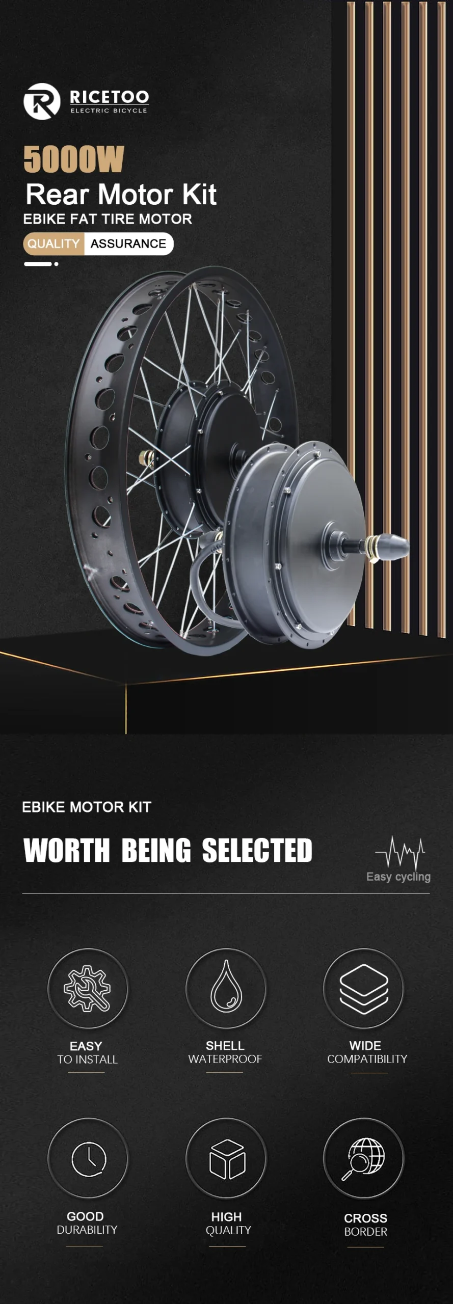 72V5000W 20/24/26x4.0" Electric Fat Bike Conversion Kit Dropout 170mm Brushless Non-gear Rear Hub Motor Wheel For eBike kit - Image 12