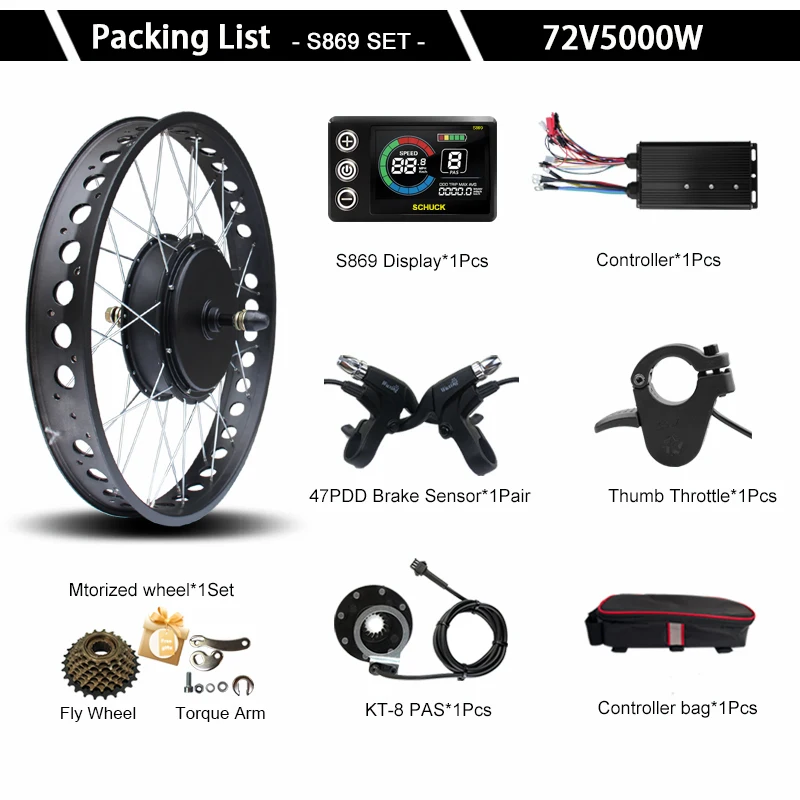 72V5000W 20/24/26x4.0" Electric Fat Bike Conversion Kit Dropout 170mm Brushless Non-gear Rear Hub Motor Wheel For eBike kit - Image 7