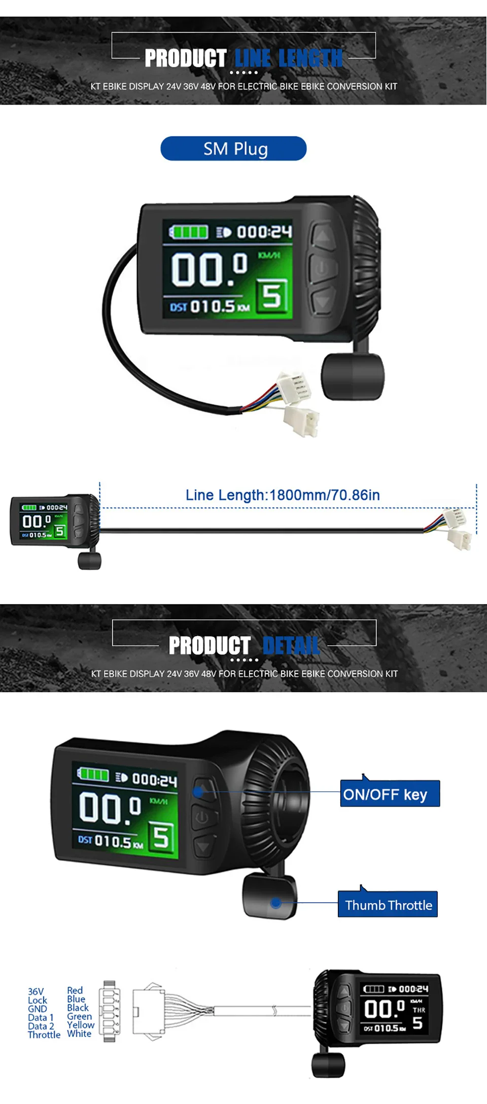 KT Ebike LCD Display Kunteng 24V 36V 48V Lcd3 lcd8h led 880 LCD7 Electric Bicycle Bike Display for Electric Bike Kit Support USB - Image 39