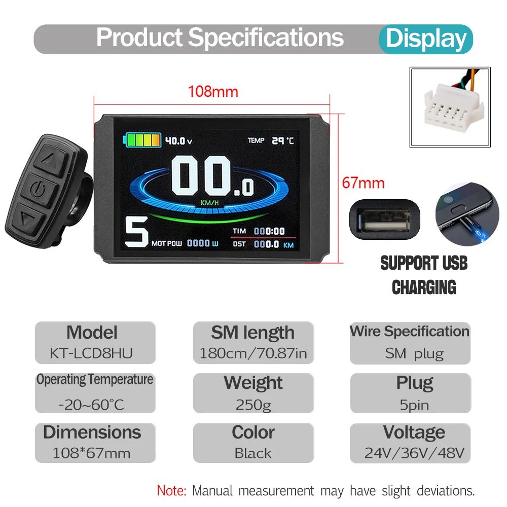 KT Ebike LCD Display Kunteng 24V 36V 48V Lcd3 lcd8h led 880 LCD7 Electric Bicycle Bike Display for Electric Bike Kit Support USB - Image 6