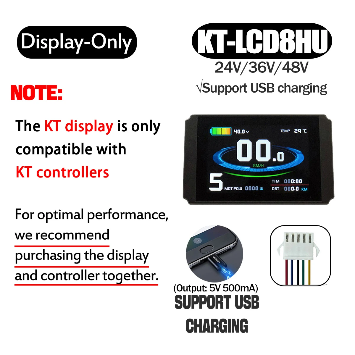 KT Ebike LCD Display Kunteng 24V 36V 48V Lcd3 lcd8h led 880 LCD7 Electric Bicycle Bike Display for Electric Bike Kit Support USB - Image 12