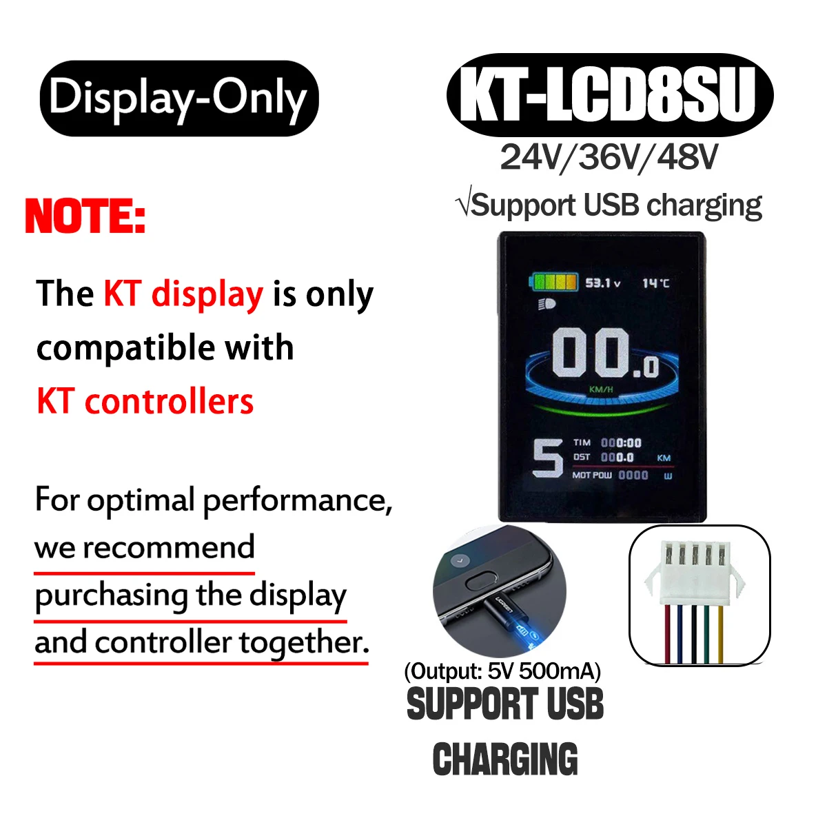 KT Ebike LCD Display Kunteng 24V 36V 48V Lcd3 lcd8h led 880 LCD7 Electric Bicycle Bike Display for Electric Bike Kit Support USB - Image 8
