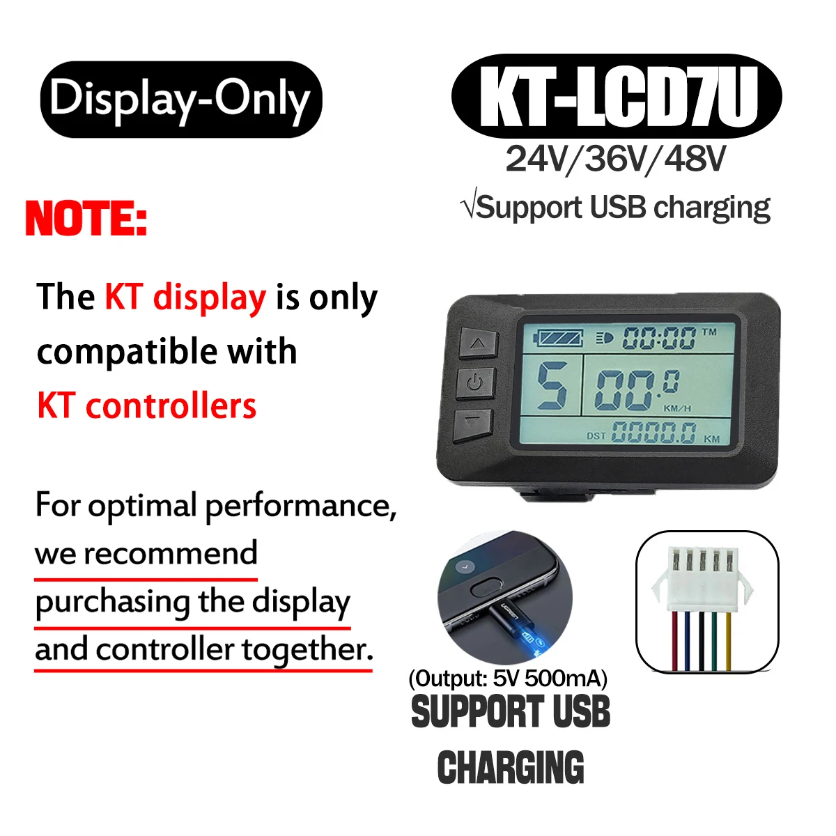 KT Ebike LCD Display Kunteng 24V 36V 48V Lcd3 lcd8h led 880 LCD7 Electric Bicycle Bike Display for Electric Bike Kit Support USB - Image 17