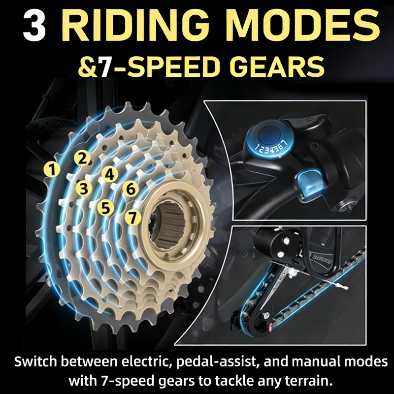 DEEPOWER Q7 luxury Edition Electric Bicycle 2000W 48V 60A Mountain and off-road E-bike 20-inch all-terrain Electric Bike - Image 5