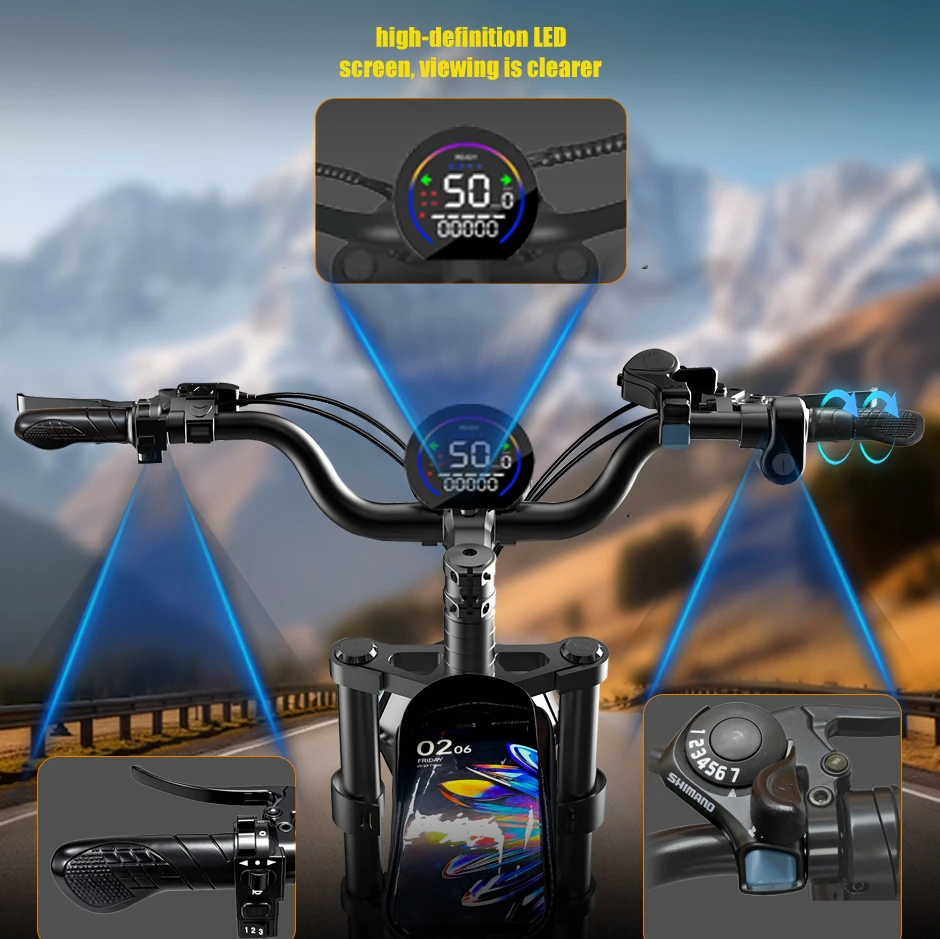 DEEPOWER Q7 luxury Edition Electric Bicycle 2000W 48V 60A Mountain and off-road E-bike 20-inch all-terrain Electric Bike - Image 15