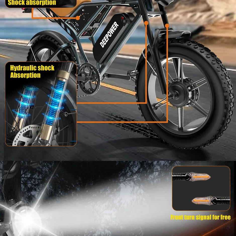 DEEPOWER Q7 luxury Edition Electric Bicycle 2000W 48V 60A Mountain and off-road E-bike 20-inch all-terrain Electric Bike - Image 22