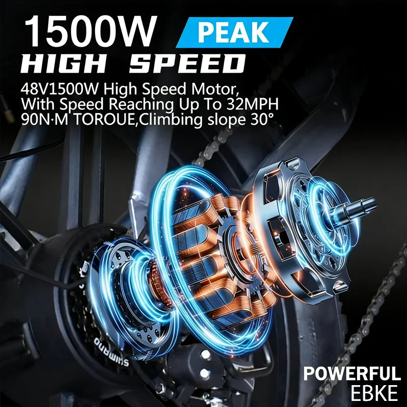 DEEPOWER Q7 luxury Edition Electric Bicycle 2000W 48V 60A Mountain and off-road E-bike 20-inch all-terrain Electric Bike - Image 4