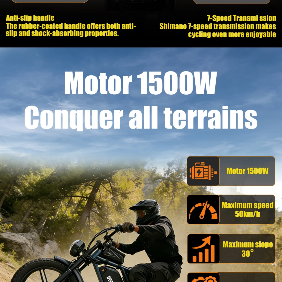 DEEPOWER Q7 luxury Edition Electric Bicycle 2000W 48V 60A Mountain and off-road E-bike 20-inch all-terrain Electric Bike - Image 16