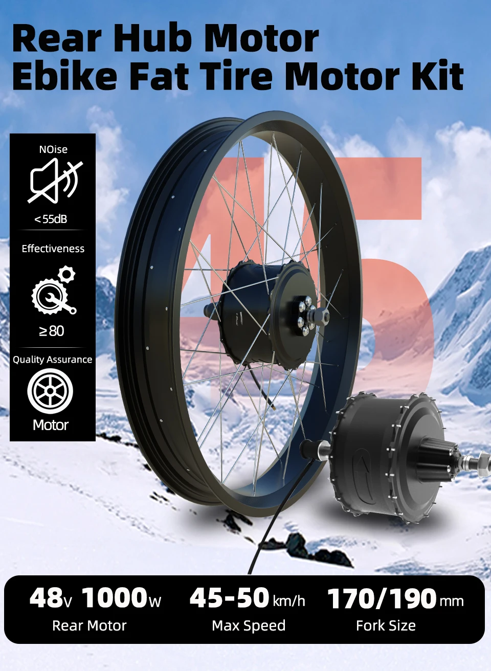 48V 1000W Fat Tire Rear Hub Motor – 20” & 26” - Image 9