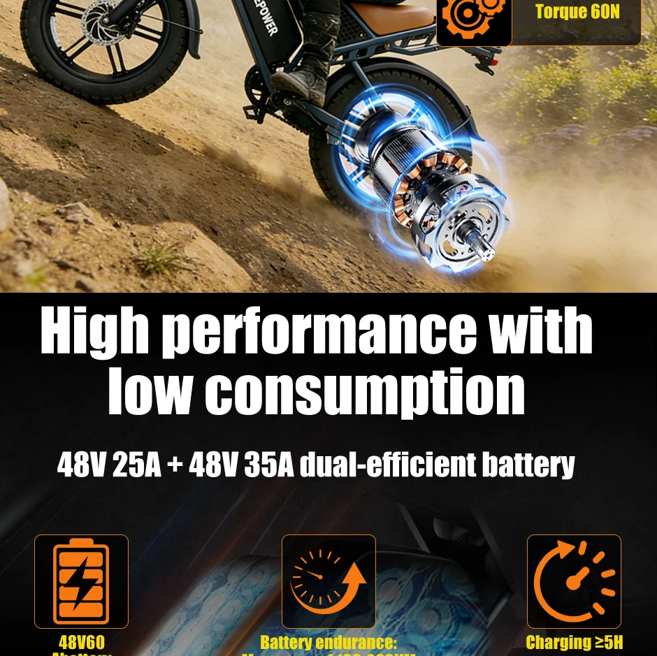 DEEPOWER Q7 luxury Edition Electric Bicycle 2000W 48V 60A Mountain and off-road E-bike 20-inch all-terrain Electric Bike - Image 17