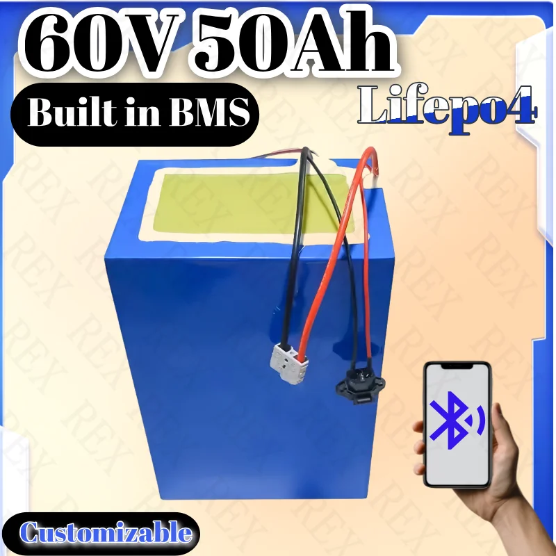 60V 50Ah LiFePO4 Battery Pack with BMS & Charger